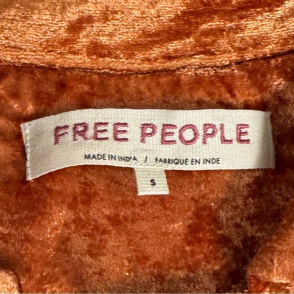Free People Crushed Velvet Orange Blazer/Jacket Sz S - Picture 4 of 4